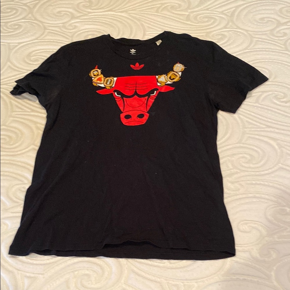 Adidas Black Tee with Red Bull Design